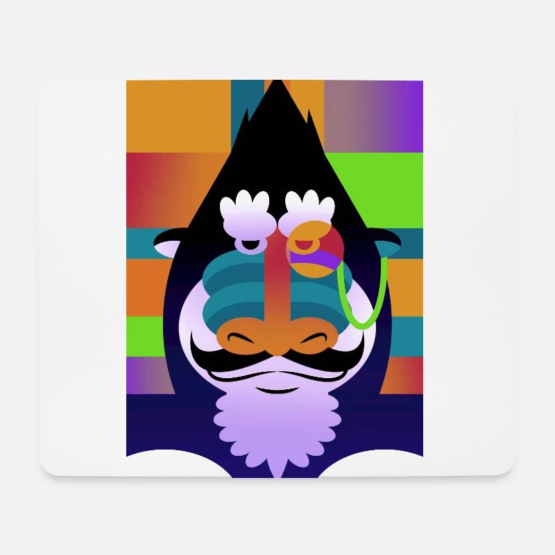 Monocle Baboon - Mousepad (Querformat) - Weiß