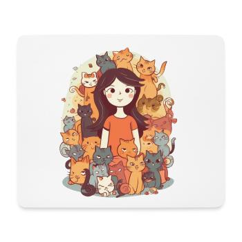 Crazy Cat Lady - Woman with many cats - Mouse Pad (horizontal) - white - Front