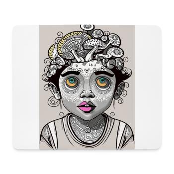 Psychedelisches mysteriöses Kind mit Pilzhaar - Mousepad (Querformat) - Weiß - Vorne