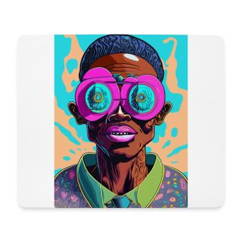 Auffälliger Afro-Mann mit Brille - Mousepad (Querformat) - Weiß - Vorne
