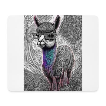 Schwarz-weißes Lama mit Brille - Mousepad (Querformat) - Weiß - Vorne