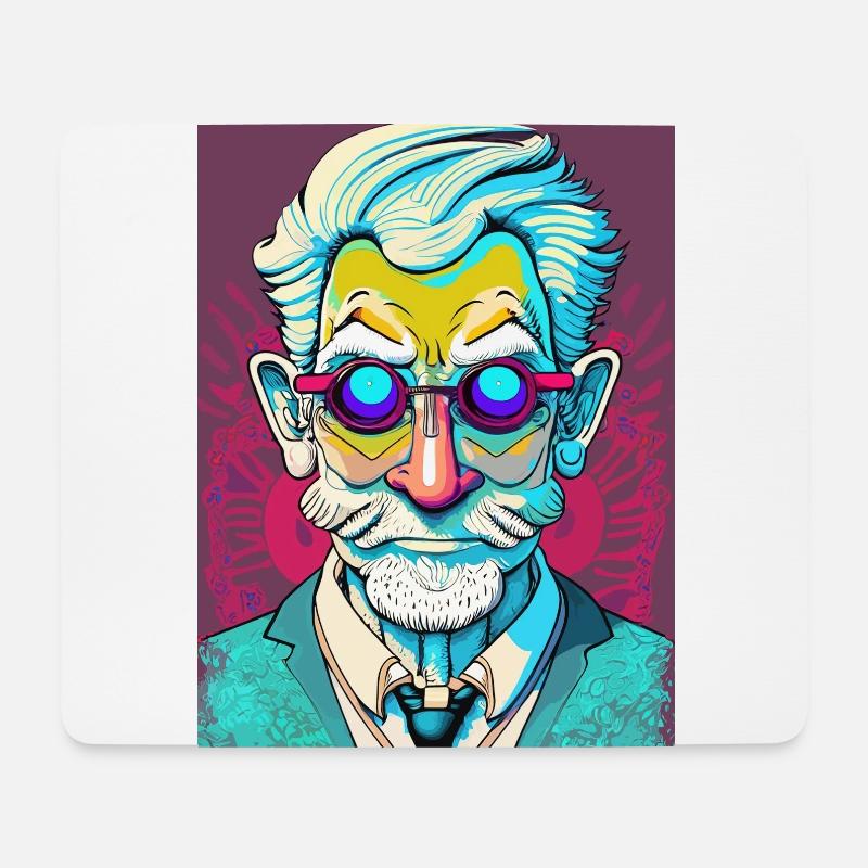 Mysterious Old Man with Glasses - Mouse Pad (horizontal) - white