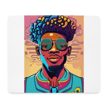 Cool Afro Man with Glasses - Mouse Pad (horizontal) - white - Front