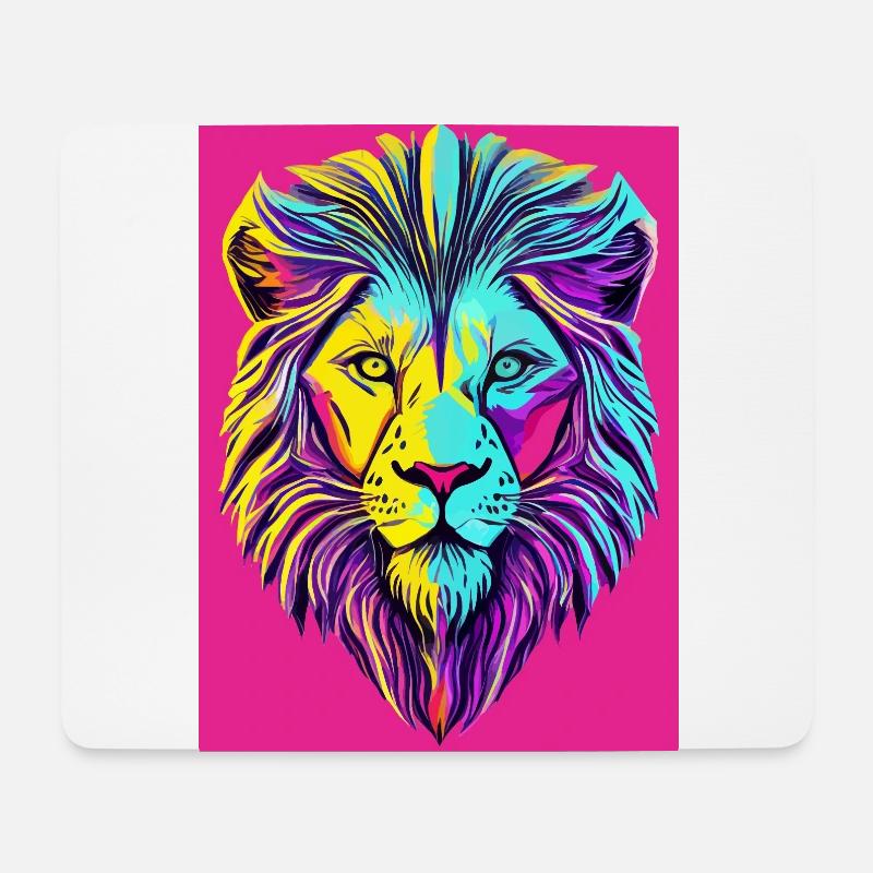 Funky und psychedelisches Löwengesicht - Mousepad (Querformat) - Weiß