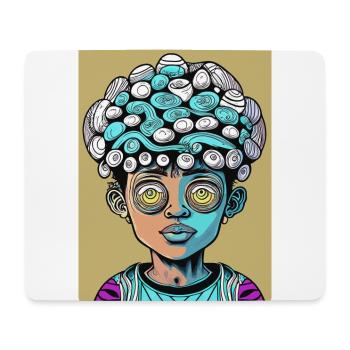 Psychedelisches mysteriöses Kind mit großem Kopf - Mousepad (Querformat) - Weiß - Vorne