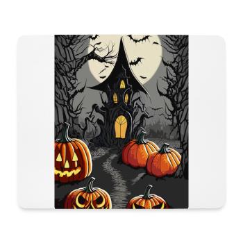 Scary Castle with Bats and Halloween Pumpkins - Mouse Pad (horizontal) - white - Front