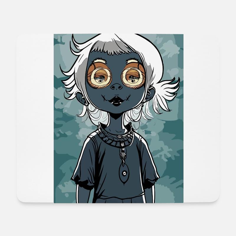 Gruseliges und mysteriöses kleines Mädchen mit hypnotischem Auge - Mousepad (Querformat) - Weiß