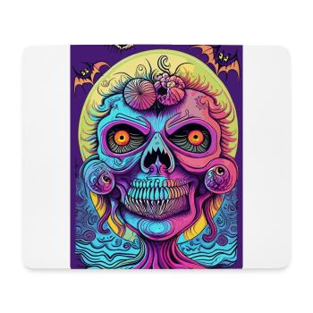 Visage de sorcière zombie coloré effrayant - Tapis de souris (format paysage) - blanc - Devant