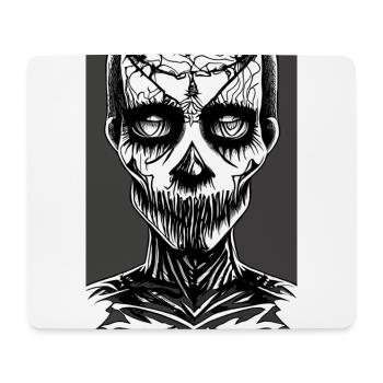 Scary Black and White Face with Horrible Mouth - Mouse Pad (horizontal) - white - Front