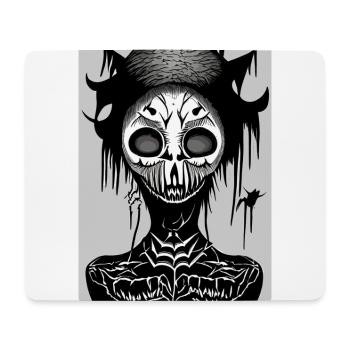 Gruseliges schwarz-weißes maskiertes Totenkopfgesicht - Mousepad (Querformat) - Weiß - Vorne