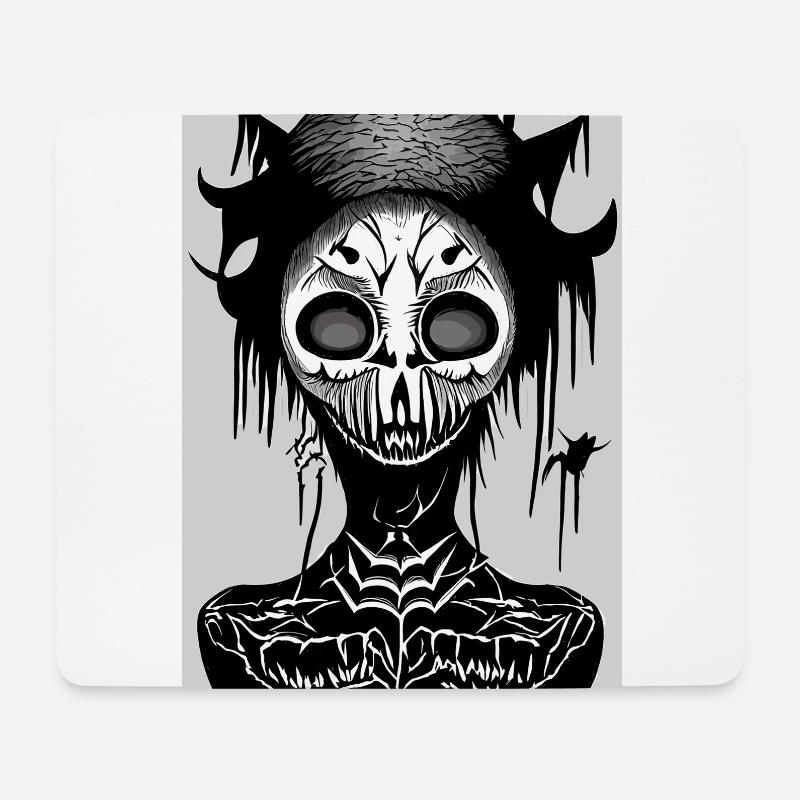 Scary Black and White Masked Skull Face - Mouse Pad (horizontal) - white