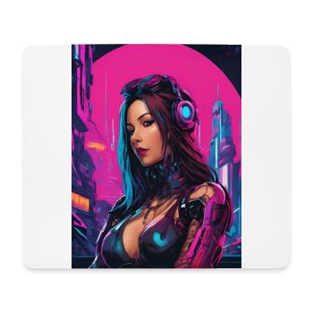 Portrait d'une jeune femme cyberpunk - Tapis de souris (format paysage) - blanc - Devant