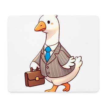 Ernsthafte Gans im Business-Anzug-Design - Mousepad (Querformat) - Weiß - Vorne