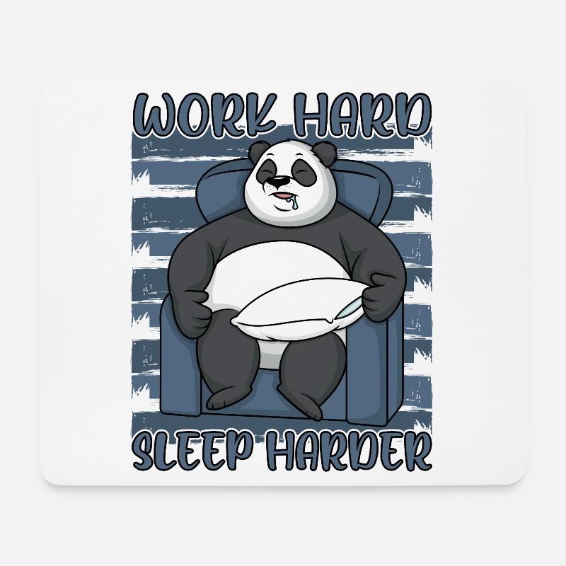 Panda hart arbeiten härter schlafen Spruch lustige - Mousepad (Querformat) - Weiß