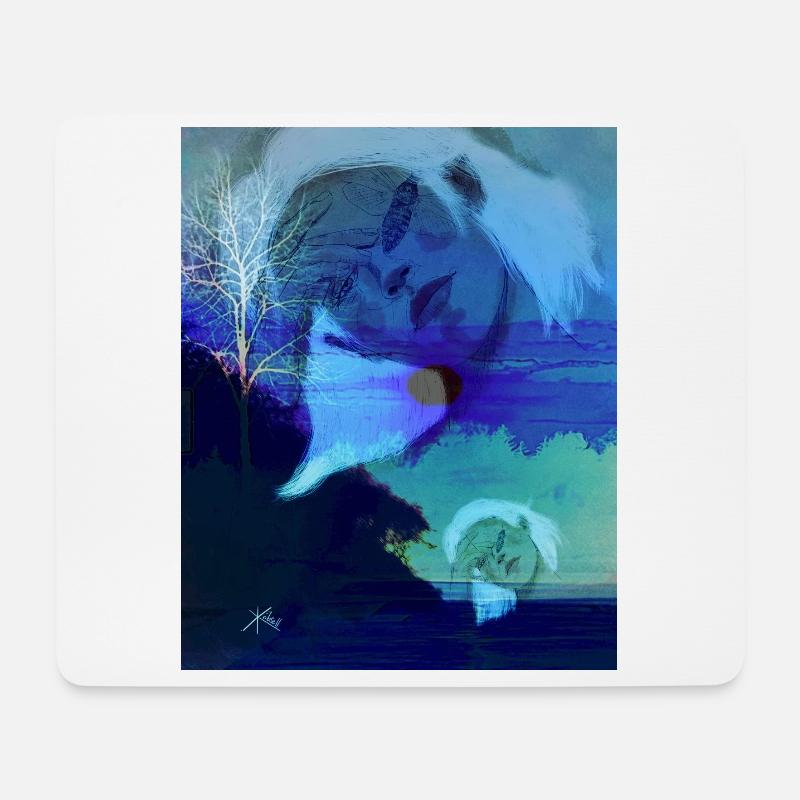 Die Puppenspielerin in blau - Mousepad (Querformat) - Weiß