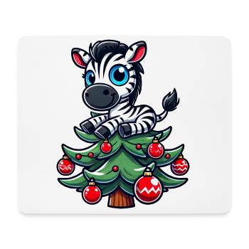 Süßes Zebra Weihnachtsbaum Skurriler Weihnachtsman - Mousepad (Querformat) - Weiß - Vorne