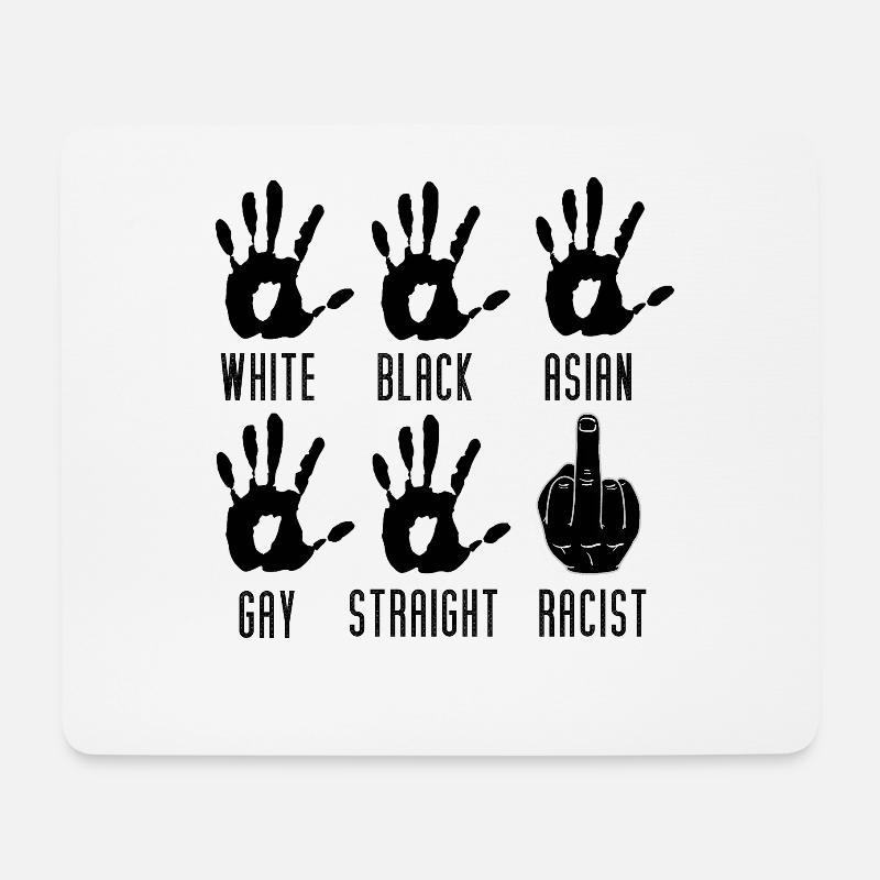 Multikulti Mittelfinger Anti Rassismus Geschenk - Mousepad (Querformat) - Weiß