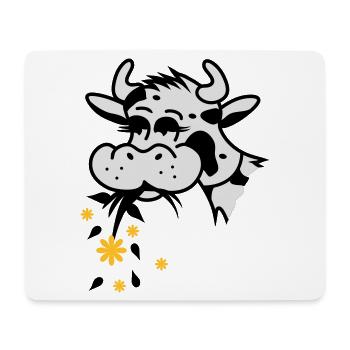 Cow eats bouquet - Mouse Pad (horizontal) - white - Front