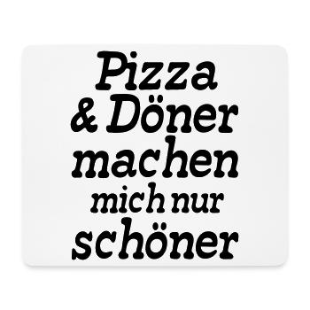 Pizza und Döner Fast Food Fun lustig Geschenk - Mousepad (Querformat) - Weiß - Vorne