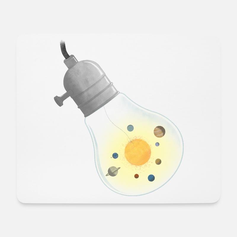 Glühbirne Sonnensystem am Faden 2 - Mousepad (Querformat) - Weiß