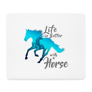 LA VIE EST MIEUX AVEC UN CHEVAL! - Tapis de souris (format paysage) - blanc - Devant