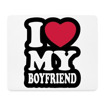 I love my boyfriend - J'aime mon ami - Tapis de souris (format paysage) - blanc - Devant