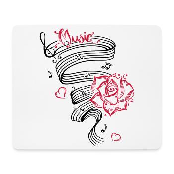 Music notes with music sheet and rose. - Mouse Pad (horizontal) - white - Front