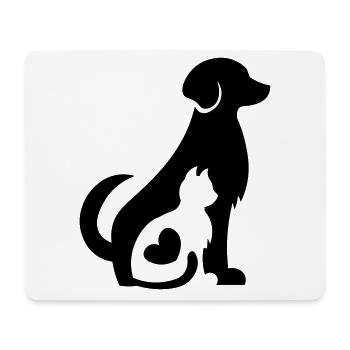 Dog and Cat together! Pet Love - cat and dog - Mouse Pad (horizontal) - white - Front