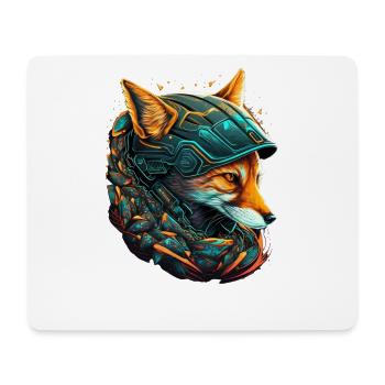 Renard cybernétique au casque neon - Tapis de souris (format paysage) - blanc - Devant