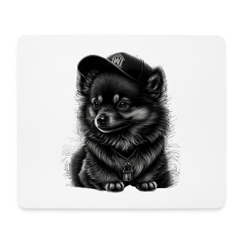 Spitz nain à casquette - Tapis de souris (format paysage) - blanc - Devant