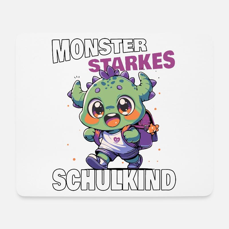 Einschulung Schule Monster starkes Schulkind - Mousepad (Querformat) - Weiß