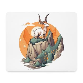 Gartenfreund Ziege auf Bergspitze - Mousepad (Querformat) - Weiß - Vorne