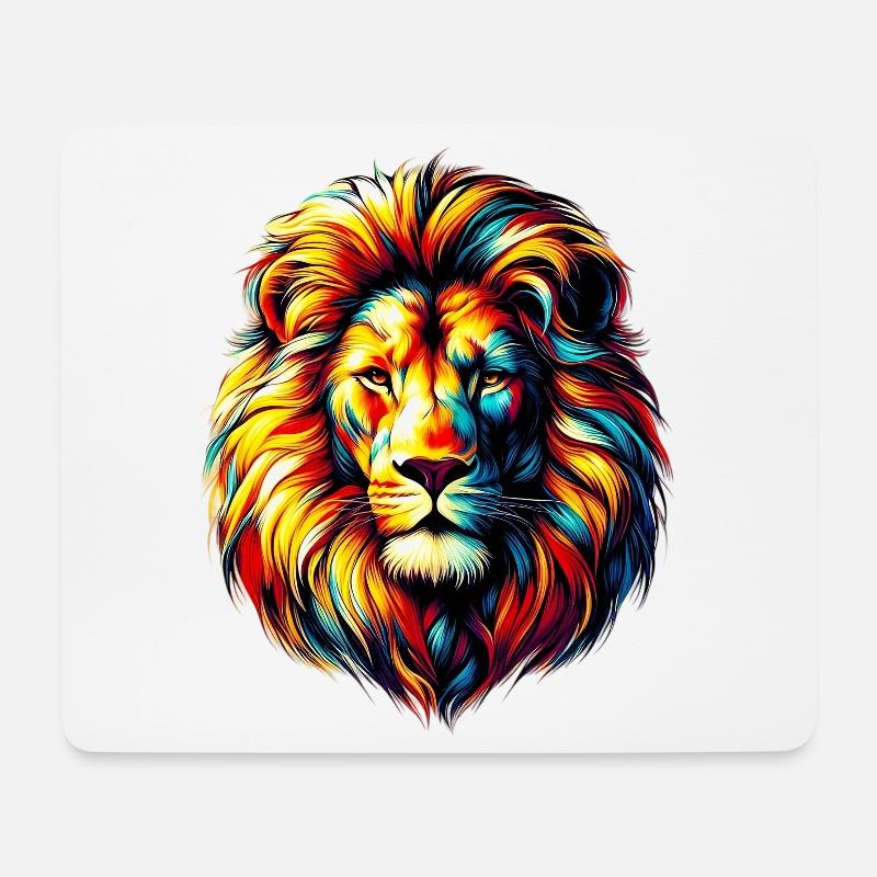 Löwe - Mousepad (Querformat) - Weiß