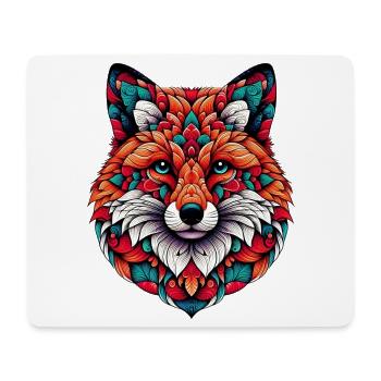 Fuchs mit Mandalas geschmückt - Mousepad (Querformat) - Weiß - Vorne