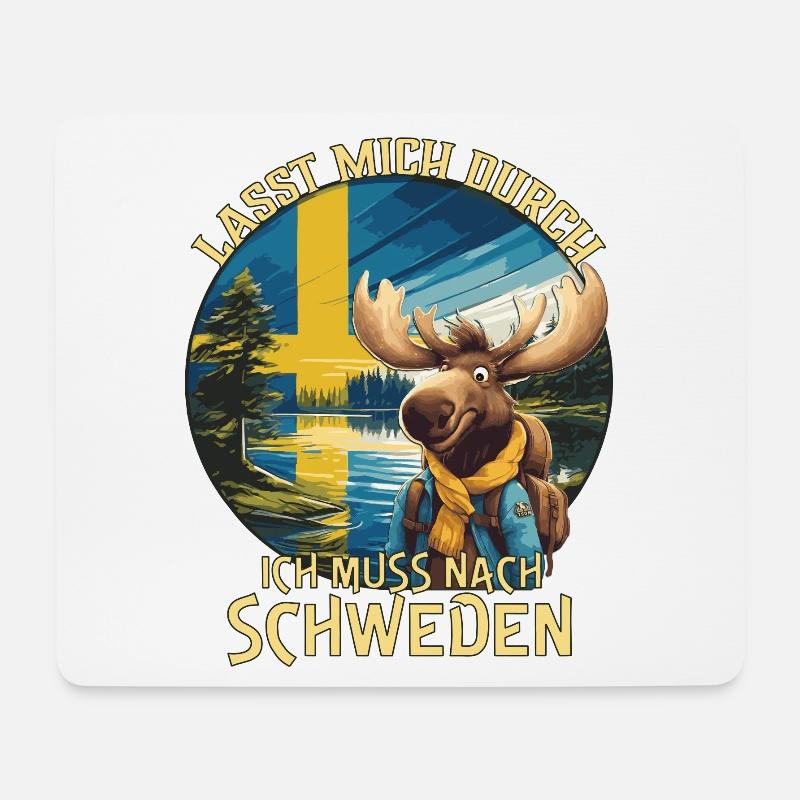 Schweden - lasst mich durch - Elch - Mousepad (Querformat) - Weiß
