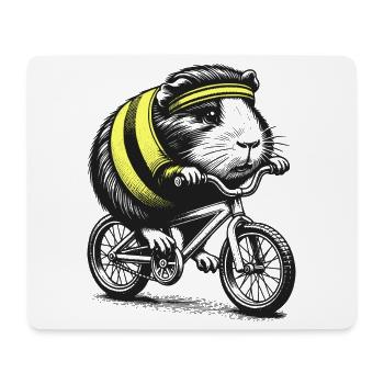 Radfahrendes Meerschweinchen - Mousepad (Querformat) - Weiß - Vorne