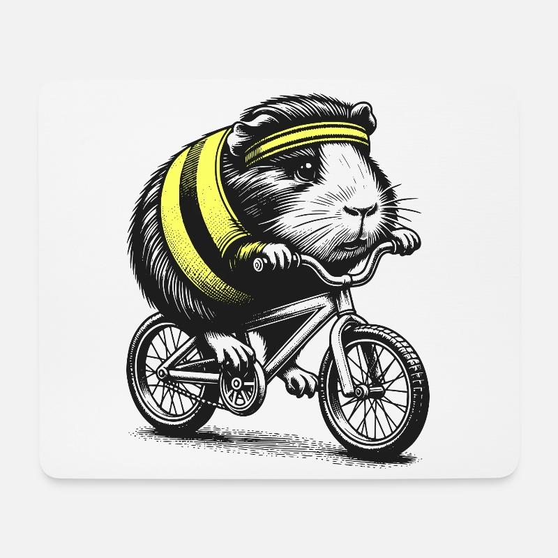 Radfahrendes Meerschweinchen - Mousepad (Querformat) - Weiß