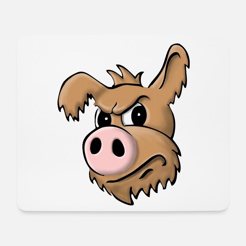 Schweinehund skeptisch - Mousepad (Querformat) - Weiß