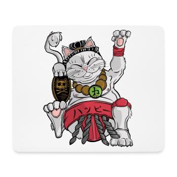 Maneki-neko Sumo - Mouse Pad (horizontal) - white - Front