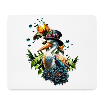 Funny pelican with steampunk hat - Mouse Pad (horizontal) - white - Front