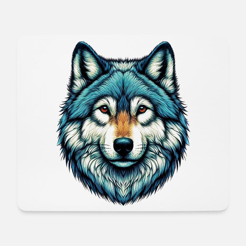 Wolf - Mousepad (Querformat) - Weiß