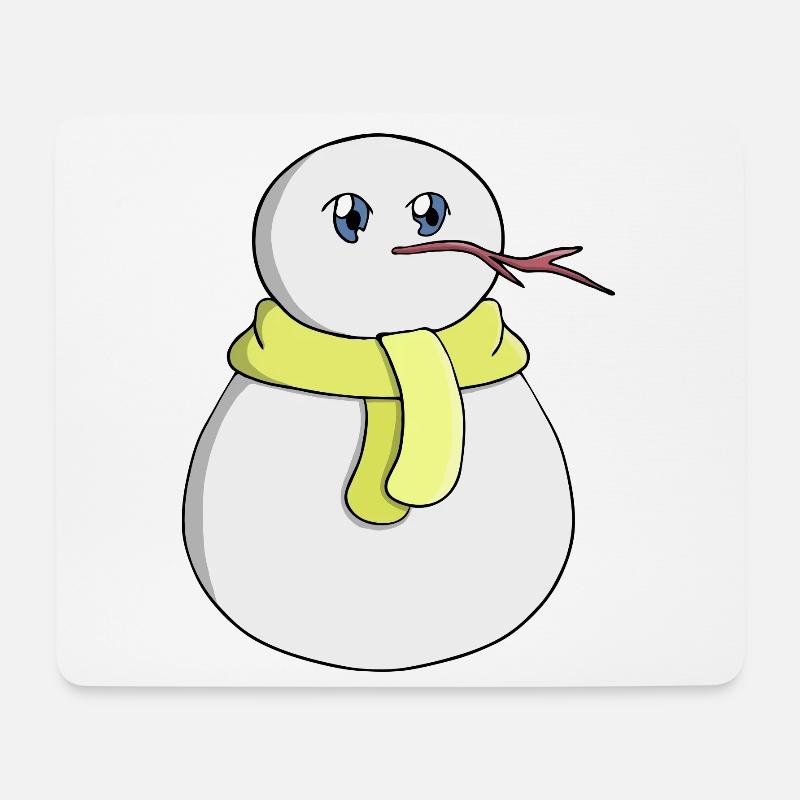 Snowman wearing a yellow scarf - Mouse Pad (horizontal) - white