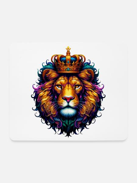 Löwe - Mousepad (Querformat) - Weiß