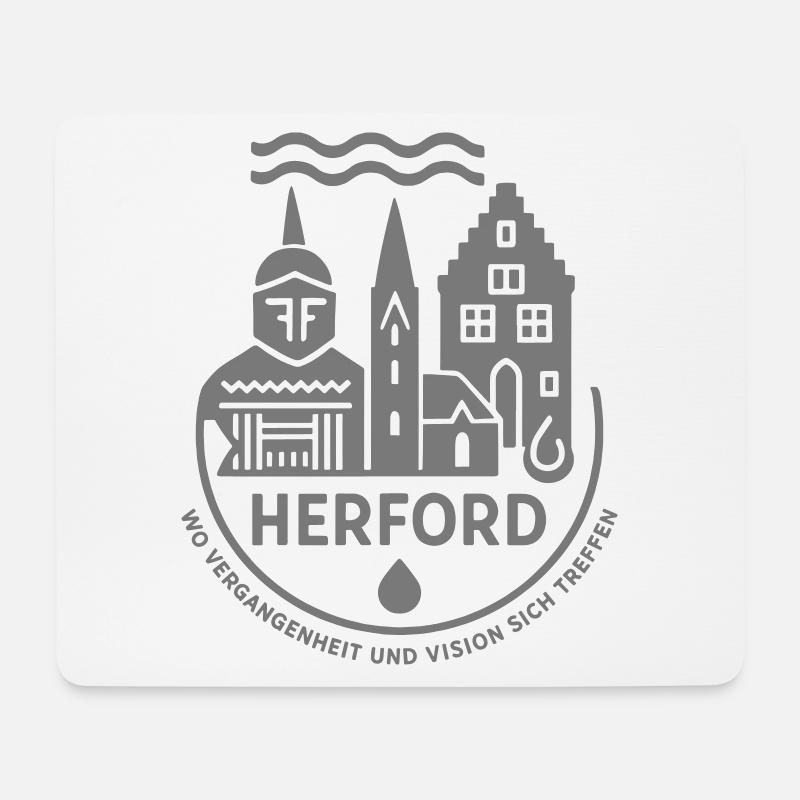 Herford Stadtmotiv – Kunst trifft Geschichte - Mousepad (Querformat) - Weiß