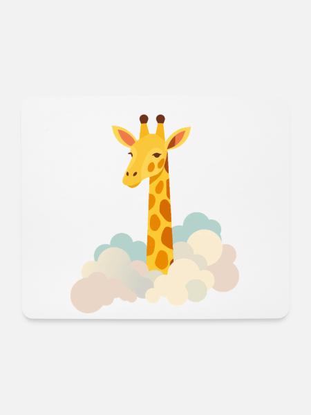 Gentle giraffe above the clouds – Dreamlike motif - Mouse Pad (horizontal) - white