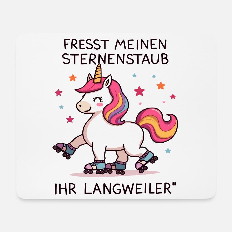 Rollschuh Einhorn - Mousepad (Querformat) - Weiß