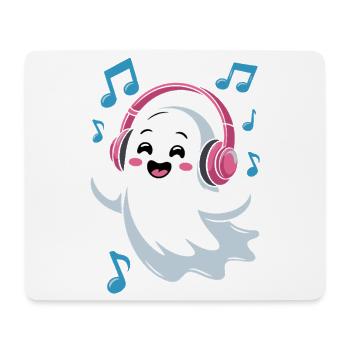 Fantôme mélomane avec casque - Tapis de souris (format paysage) - blanc - Devant