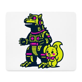 Mecha Dragon with Squirrel - Mouse Pad (horizontal) - white - Front