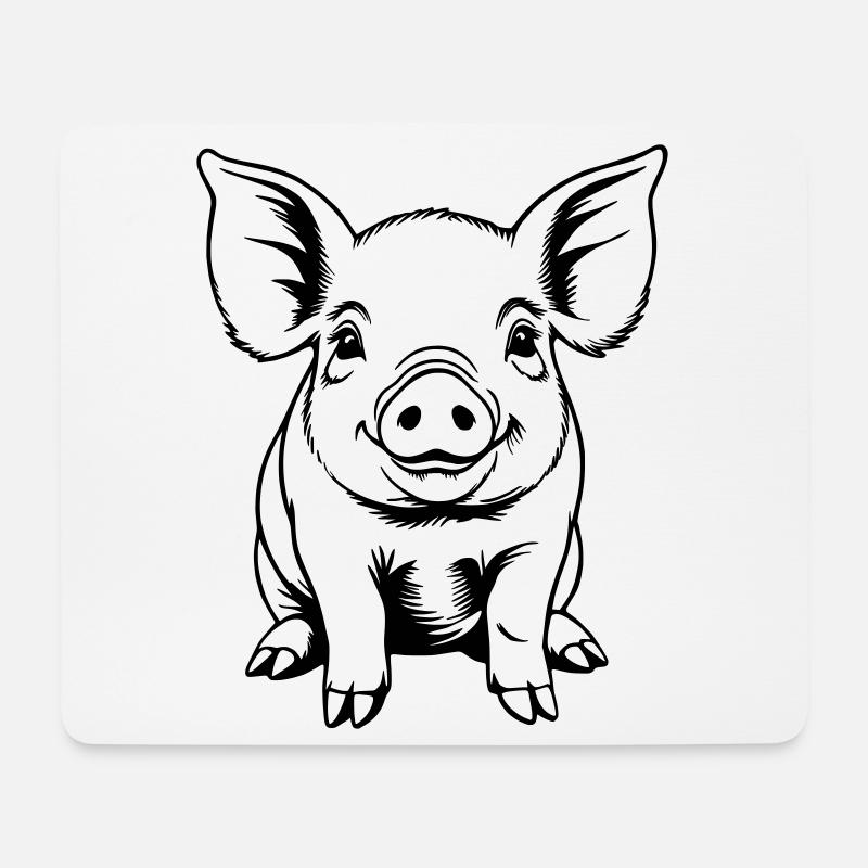 Schwein Sau Ferkel Ferkelchen Skizze Zeichnung - Mousepad (Querformat) - Weiß