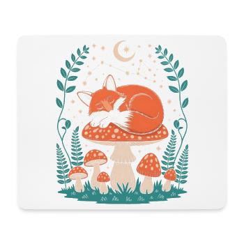 Whimsical Fox Sleeping on Mushroom - Mouse Pad (horizontal) - white - Front